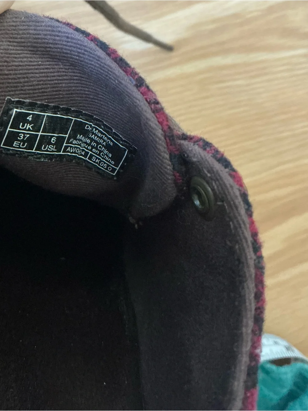 Dr Martens Samira Low Top Wool Shoes Size 6O Oxblood Houndstooth Lace-Up